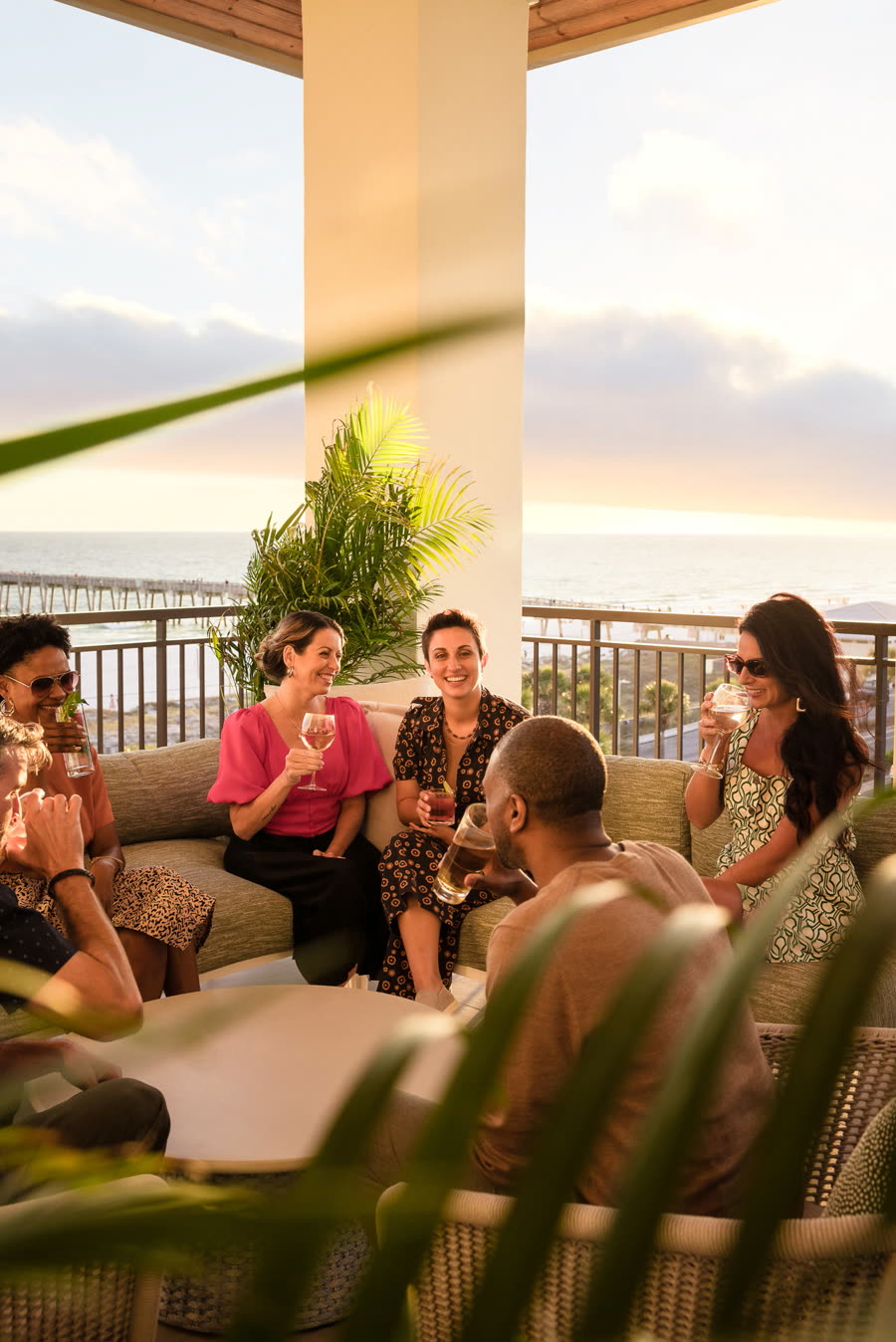 Rooftop terrace at an Embassy Suites hotel, photographed for Hilton