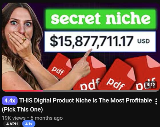 Digital product niche video, 19K views