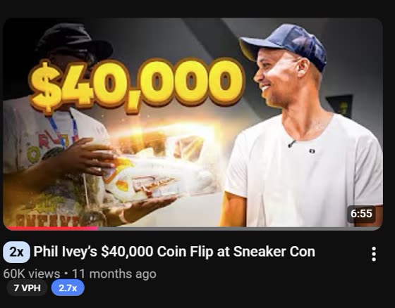 Phil Ivey sneaker con video, 60K views